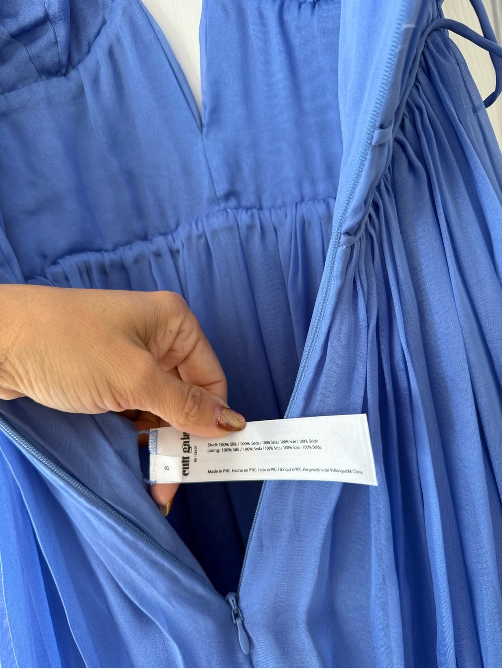 Cult Gaia Aashvi Plunging Halter Neck Silk Gown Capri Blue NEW with tags - Picture 7 of 8